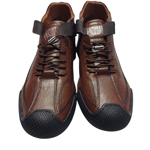 Sport Mens Brown Soft Leather Ankle Casual Shoes Slip On Size 44 main image 8